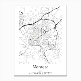 Manresa,Spain Minimalist Map Canvas Print