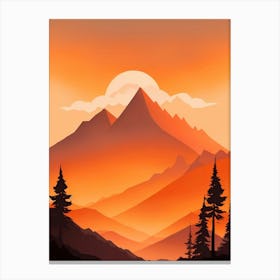 Misty Mountains Vertical Composition In Orange Tone 105 Canvas Print