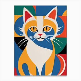 Cat On A Blue Background Canvas Print