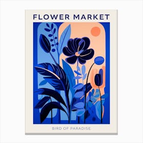 Blue Flower Market Poster Bird Of Paradise Canvas Print