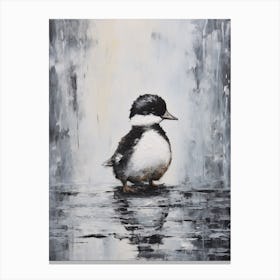 Minimalist Portrait Of A Duckling Black & White 6 Canvas Print