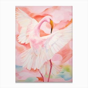 Pink Ethereal Bird Painting Greater Flamingo Canvas Print