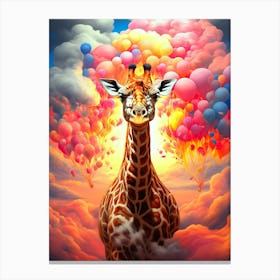 Giraffe With Balloons 3 Canvas Print
