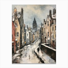 Vintage Winter Painting Edinburgh Scotland 3 Canvas Print