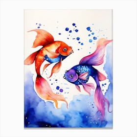 Twin Goldfish Watercolor Painting (106) Canvas Print