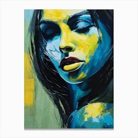 Blue And Yellow Woman 1 Canvas Print