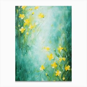 Daffodils Twist Stems Pointed Leaves Yellow Strokes Green 5 Canvas Print