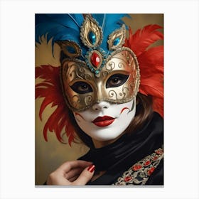 A Woman In A Carnival Mask (25) Canvas Print