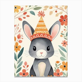 Floral Cute Baby Rabbit Bunny Nursery (32) Canvas Print