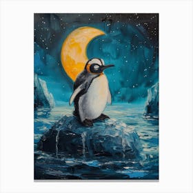 Adlie Penguin Half Moon Island Oil Painting 2 Canvas Print
