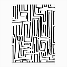 Labyrinth Line Art B And W A Canvas Print