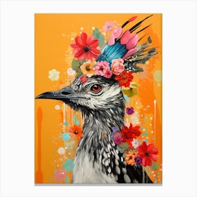 Bird With A Flower Crown Roadrunner 4 Canvas Print
