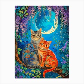 Cats In The Moonlight 1 Canvas Print