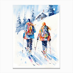 Jackson Hole Mountain Resort   Wyoming Usa, Ski Resort Illustration 1 Canvas Print