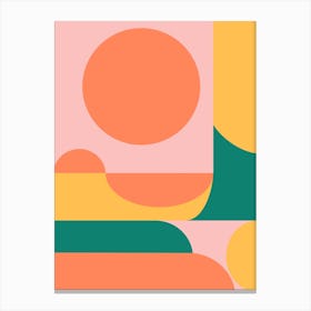 Retro Shapes In Orange 2 Canvas Print