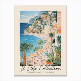 Positano, Amalfi Coast   Italy Il Lido Collection Beach Club Poster 5 Canvas Print