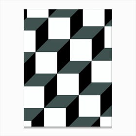 Black And White Checkered Cube Pattern Canvas Print