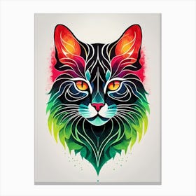 Neon Cat Portrait (1) Canvas Print