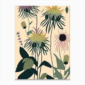 Bee Balm Wildflower Modern Muted Colours Canvas Print