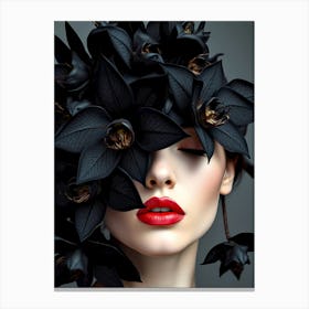 Black Orchids in her face Canvas Print