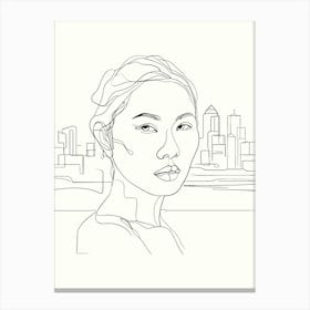 Portrait Of A Woman Hand Drawing Line Art 14 Canvas Print