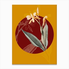 Vintage Botanical Bandana of the Everglades on Circle Red on Yellow n.0161 Canvas Print