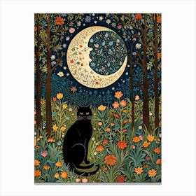 William Morris Cat In The Moonlight 35 Canvas Print