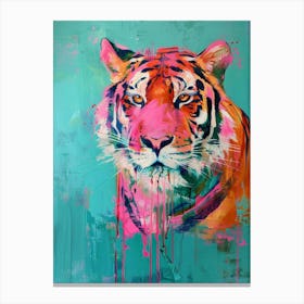 Tiger By Person Canvas Print