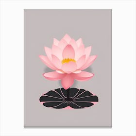 A Pink Lotus In Minimalist Style Vertical Composition 1 Canvas Print