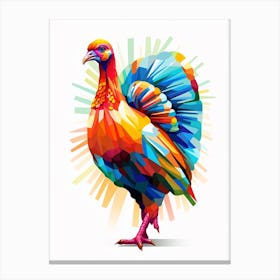 Colourful Geometric Bird Turkey 4 Canvas Print