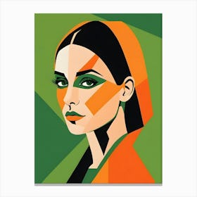 Geometric Woman Portrait Pop Art (40) Canvas Print