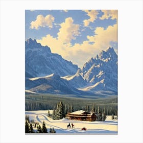 Jackson Hole, Usa Ski Resort Vintage Landscape 1 Skiing Poster Canvas Print