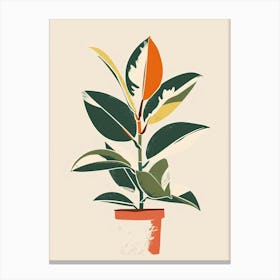 Rubber Plant Minimalist Illustration 8 Canvas Print