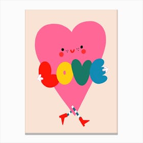 Pink Love Heart Canvas Print