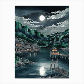 Moonlight Over Lake Canvas Print