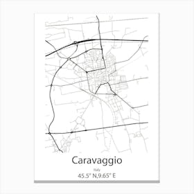 Caravaggio,Italy Minimalist Map Canvas Print