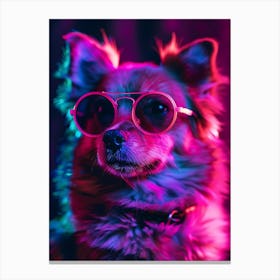 Beautiful Dog Under Neon Lights 10 Canvas Print