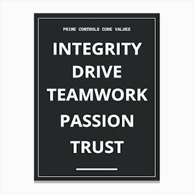Integrity Drive Teamwork Passion Trust Canvas Print