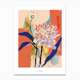 Colourful Flower Illustration Poster Asters 4 Canvas Print