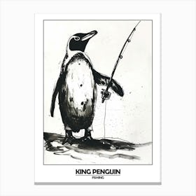 Penguin Fishing Poster Canvas Print
