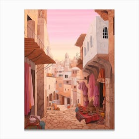 Essaouira Morocco 4 Vintage Pink Travel Illustration Canvas Print