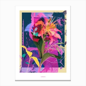 Lobelia 2 Neon Flower Collage Poster Canvas Print