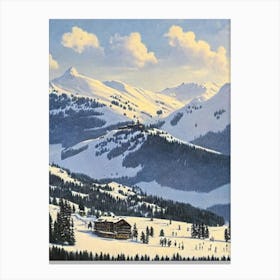 Davos, Switzerland Ski Resort Vintage Landscape 2 Skiing Poster Canvas Print