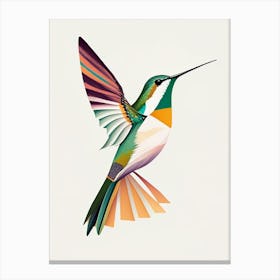 White Eared Hummingbird Bold Graphic Canvas Print