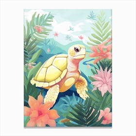Soft Pastel Digital Illustration Of Sea Turtle 1 Canvas Print