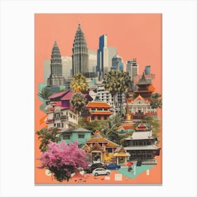 Bangkok   Retro Collage Style 4 Canvas Print