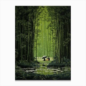 Bamboo Forest Japanese Illustration 2 Canvas Print