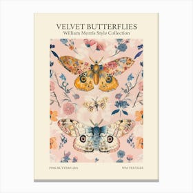 Velvet Butterflies Collection Pink Butterflies William Morris Style 2 Canvas Print