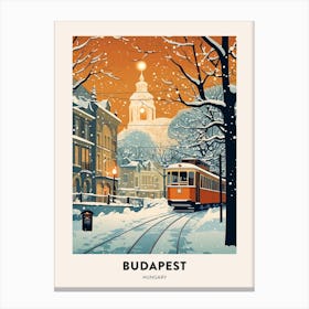 Winter Night  Travel Poster Budapest Hungary 1 Canvas Print