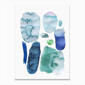 Scandi Abstract Strokes Blue Canvas Print
